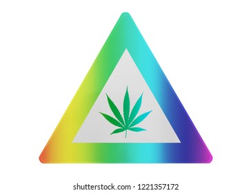 Traffic sign isolated - Marihuana - Isolated and rainbow colored