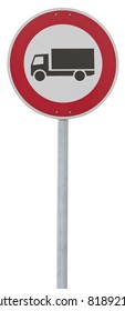 Verkehrszeichen: Lastkraftwagen. einzeln auf Weiß mit Beschneidungspfad