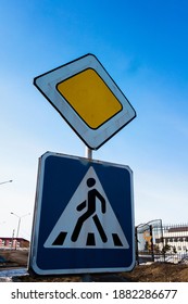 602 Pedestrian priority sign Images, Stock Photos & Vectors | Shutterstock