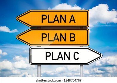 Traffic Sign With Plan A, Plan B And Plan C