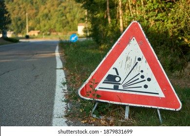 Roadside Traffic Signs Flying Rock Gravel Stock Photo 553468921 ...