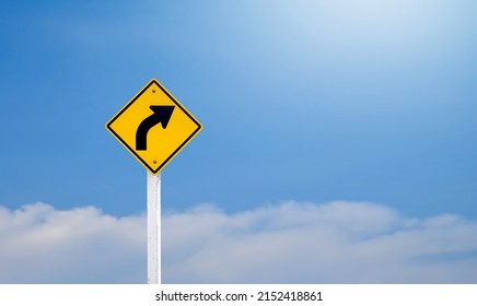 Traffic Sign Warning Sign On Right Stock Photo 2152418861 | Shutterstock