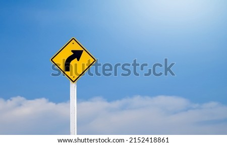 Traffic sign: warning sign on the right curve means the way ahead is a right curve.