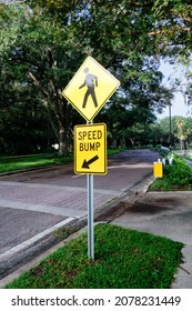 Traffic Sign Warning Of Speed Bump Ahead