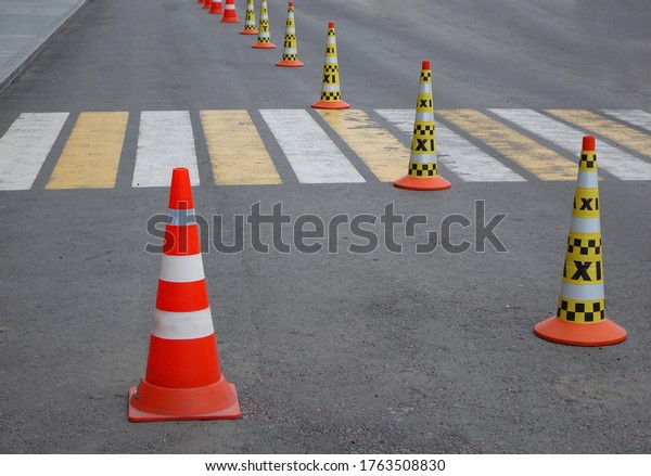   Traffic Signal Cones and Pedestrian Crossing    \
                        