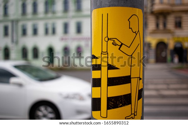 traffic signal for people on\
prague