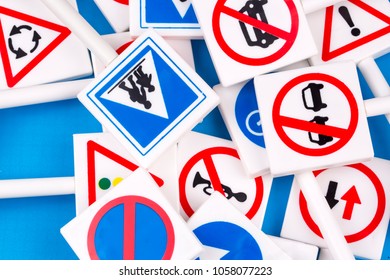 Traffic Signs Background Stock Photo (Edit Now) 1058077223