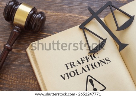 Traffic violations are shown using a text as legal concept