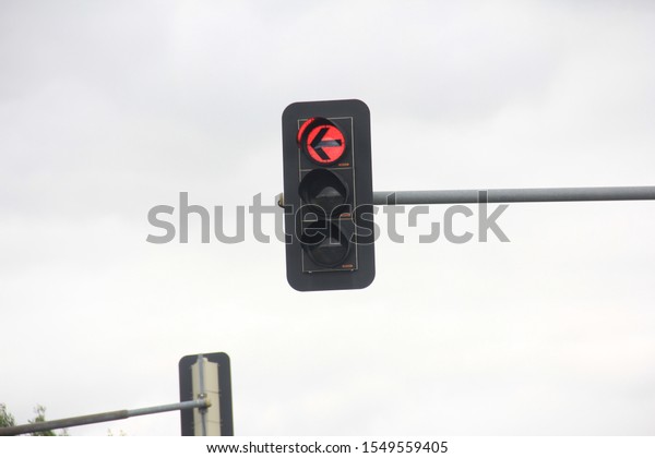 traffic warning lights on\
road