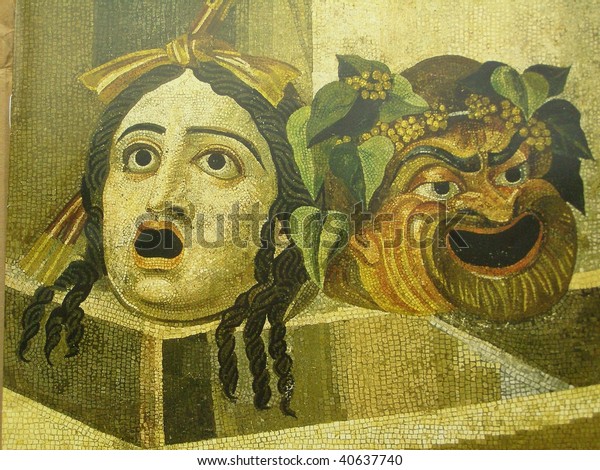 Tragedy Comedy Theatre Masks On Roman Stock Photo (Edit Now) 40637740