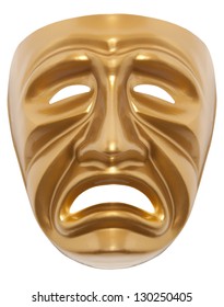 Tragedy Theatrical Mask Isolated On A White Background