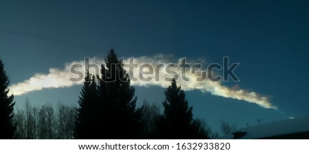 A trail after a meteorite exploded in the sky over Chelyabinsk, Russian Federation February 15, 2013