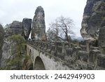 Trail at the Bastei in the Saxon Switzerland Mountains (Sächsische Schweiz) in Saxony, Germany.