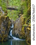 Trail bridge over Opal Creek in Opal Creek Wilderness, Oregon