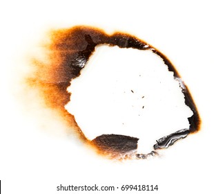 Trail of burnt paper on white background