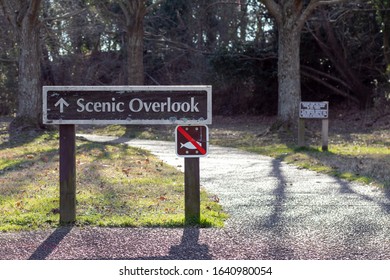 Trail Head Sign For A Scenic Overlook.