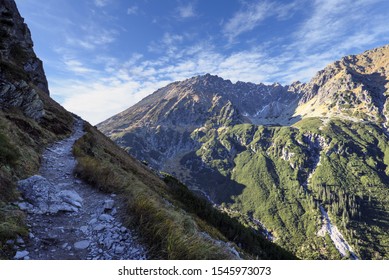 Trail in high mountains. Tatra National Park in Poland.