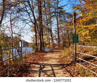 A Trail At Lake Accotink, Springfield, Northern Virginia In Autumn/ Fall