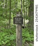 Trail marker for Blue Hen Falls in Cuyahoga Valley, Ohio