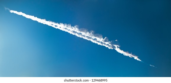 Trail Of A Meteorite Impact Near City Of Chelyabinsk, Russia, February 15, 2013