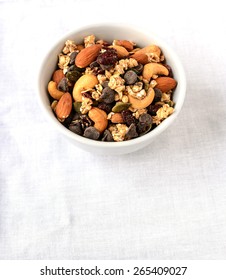 Trail Mix Of Dry Fruits And Chocolate Chips Useful During Hiking Or Trekking