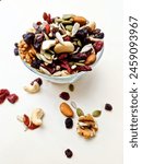 Trail mix is a type of snack mix, typically a combination of granola, dried fruit and nuts