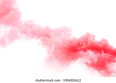 Trail Of Red Smoke On White Background