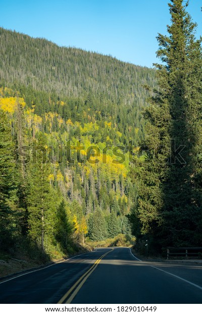 Trail Ridge Road through Rocky Mountain\
National Park in Colorado in early\
autumn