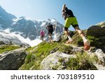Trail running adventure in the Alps towards the mountains