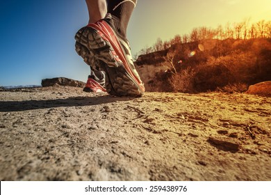 Trail Running Shoes At The Sunset