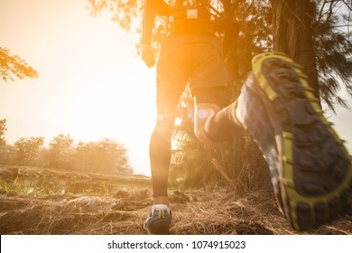 Trail Running At The Sunset