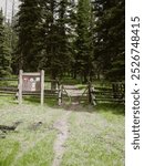 Trail sign at Continental Divide Trail in Salmon National Forest near Gibbonsville Idaho