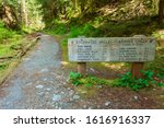 Trail Sign to Enchanted Valley and Graves Creek in Olympic National Park, Washington, USA