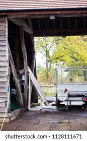 Trailer With Apples On Cider Production Farm, Herefordshire, United Kingdom 