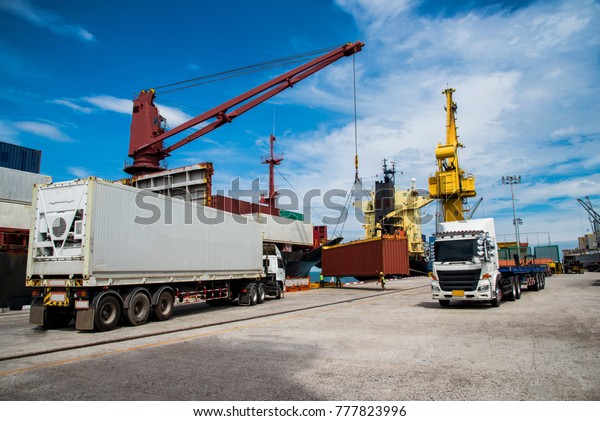 Trailer Lorry Trucking Delivery Container Shipment Stock Photo (edit 