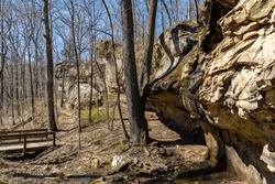 Trails And Bluffs On The Indian Creek Nature Trail.  Giant City State Park, Makanda, Illinois.