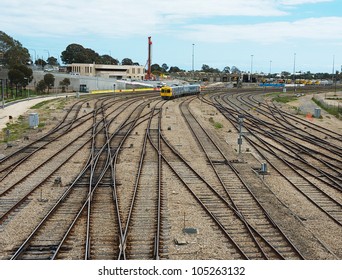 Train Approaching The Railway Station In Adelaide