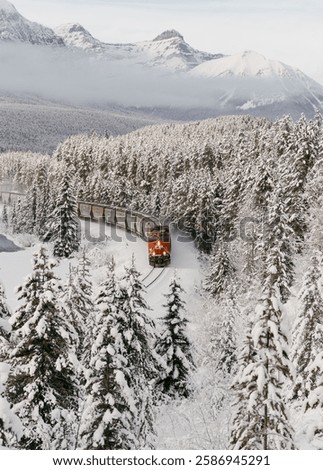 train in Banff Canada in the winter 