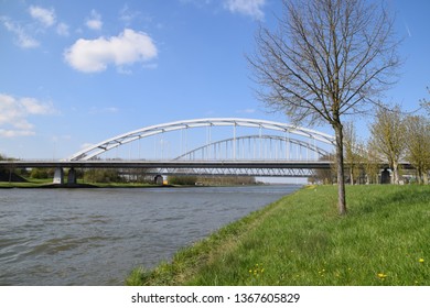 
Train Bridge And Car Bridge Over The Amsterdam Rhine Canal At Schalkwijk, The Netherlands