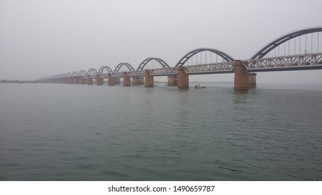  A Train Bridge On Godavari River