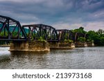 Train bridge over the Susquehanna River, seen from Shikellamy State Park in Sunbury, Pennsylvania.