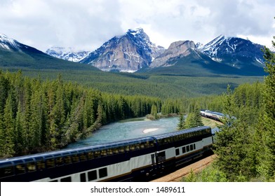 Train In Canadian Rockies