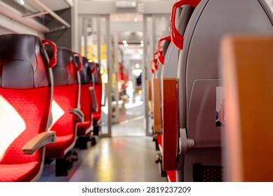 In A Train Carriage, Row Of Seats In Progress