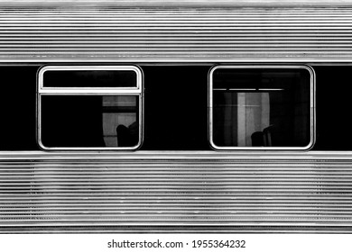 Train carriage windows. Metallic texture monochrome photography. - Powered by Shutterstock