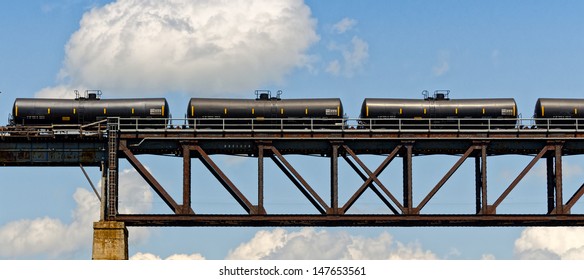 Train Cars On The Bridge