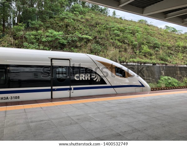 A train in\
Chengdu, China on April 20,\
2019