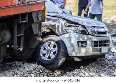 Train crashes in car, firefight car