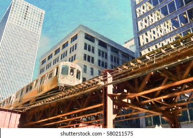 A train at daytime in Chicago