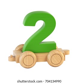 Train font on wheels number 2 3d rendering