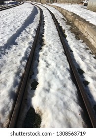 Train going with snow
